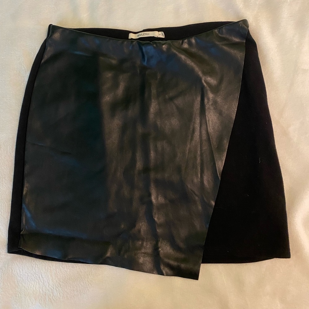 Bailey 44 Black shirt with leather over-lay